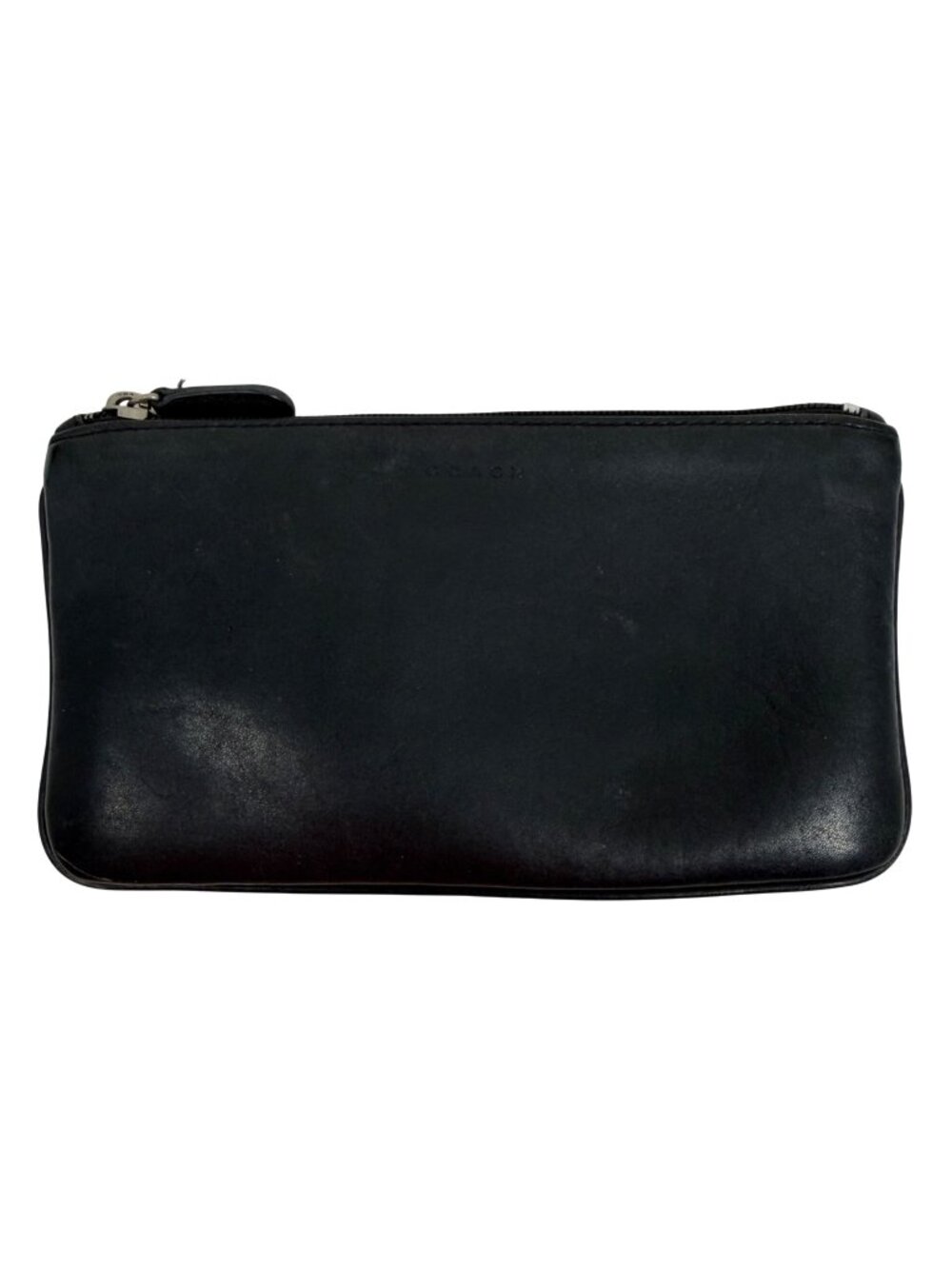Vintage Coach Black Leather Skinny Case Pouch Clutch